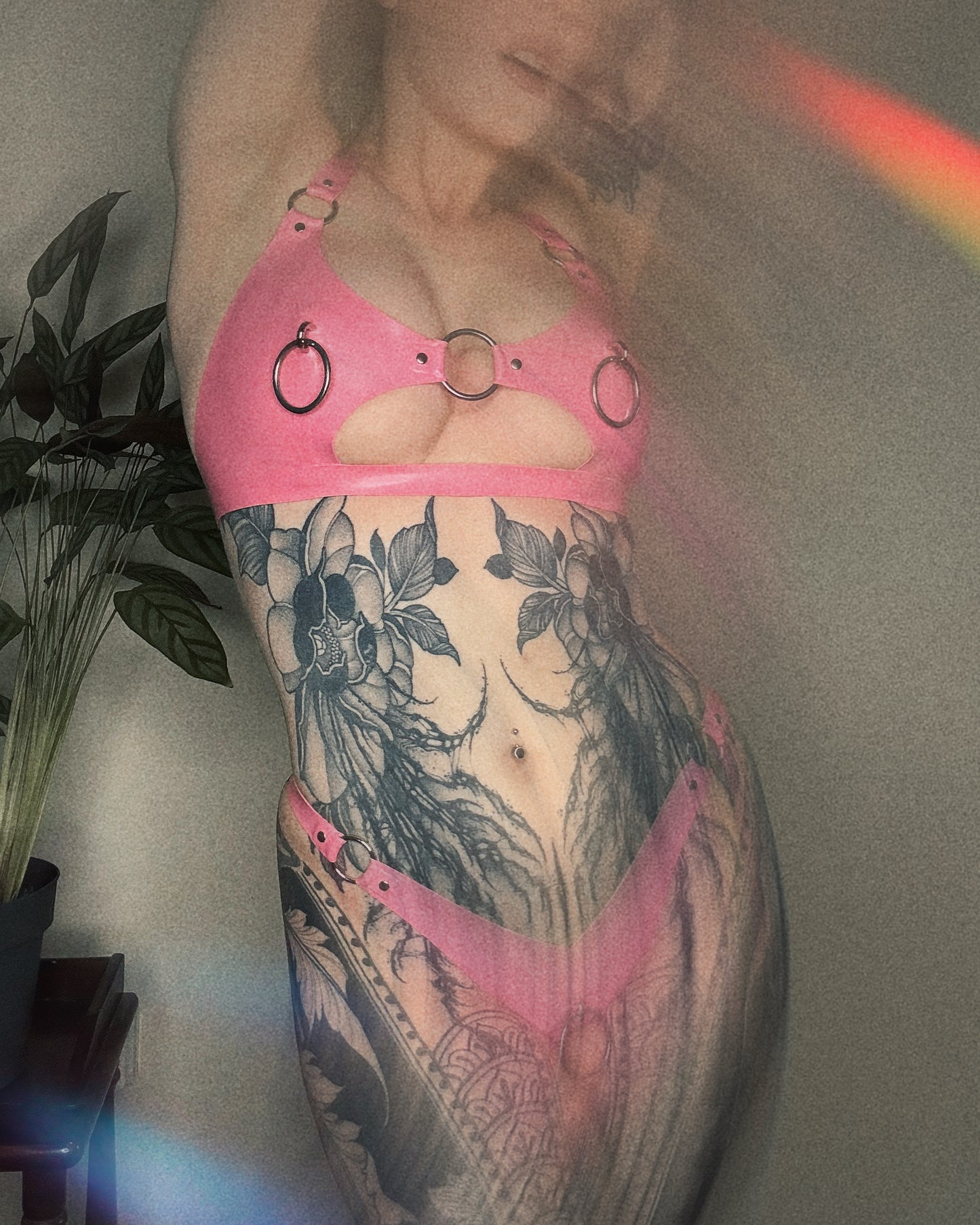 Pierced O-Ring Latex Thong