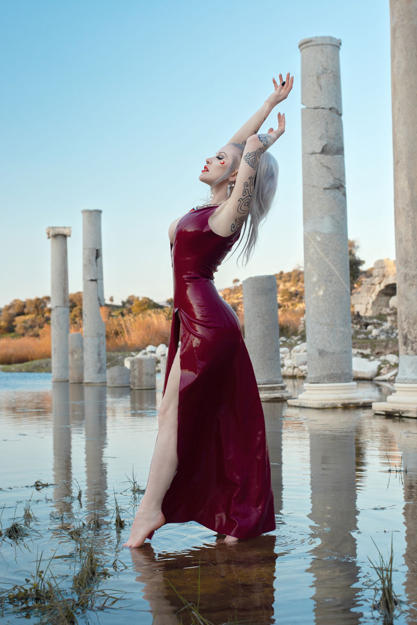 Floor Length Latex Gown