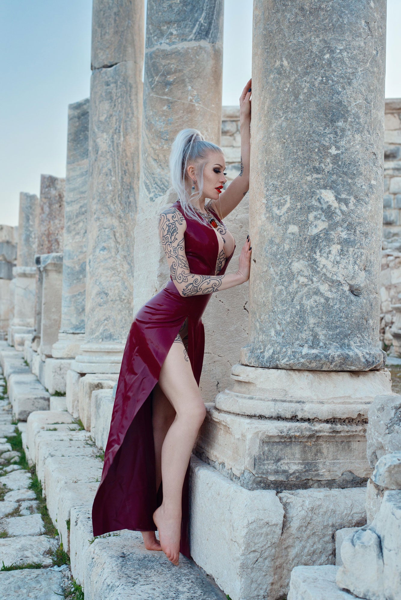 Floor Length Latex Gown