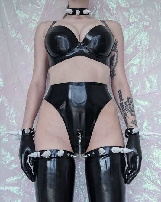 Fierce Spiked Latex Thigh Garter Straps