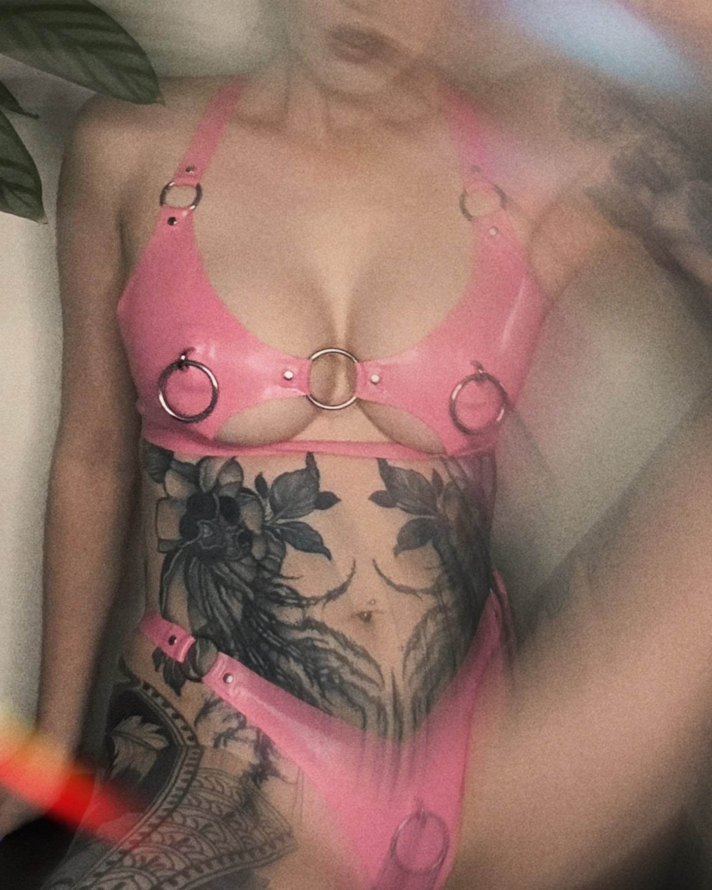 Pierced O-Ring Latex Thong