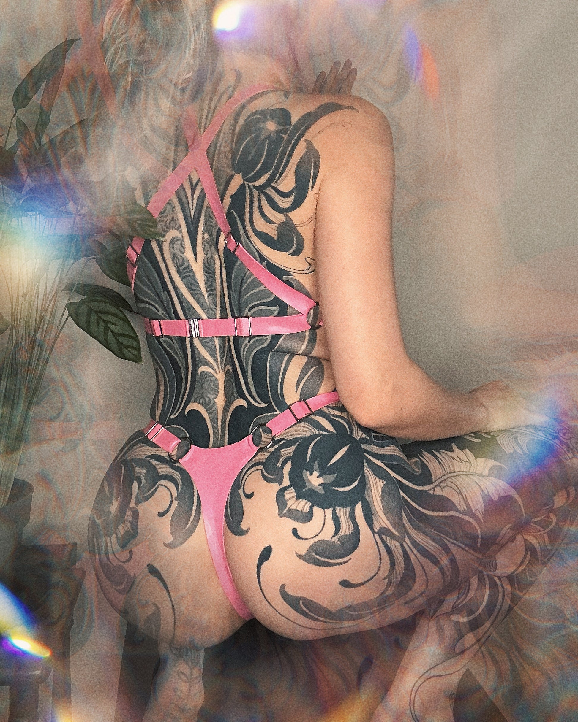 pierced o-ring latex lingerie back