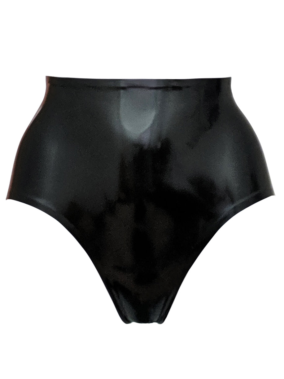 Black High Waisted Latex Knickers - READY TO SHIP
