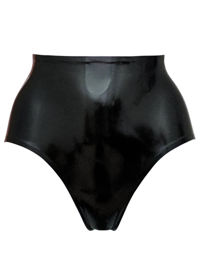 Black High Waisted Latex Knickers - READY TO SHIP