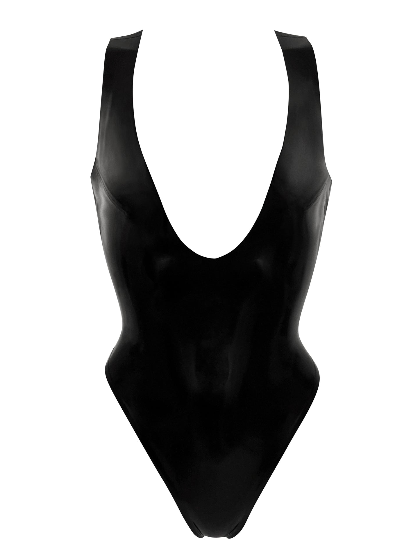 Black Latex Thong Bodysuit - READY TO SHIP