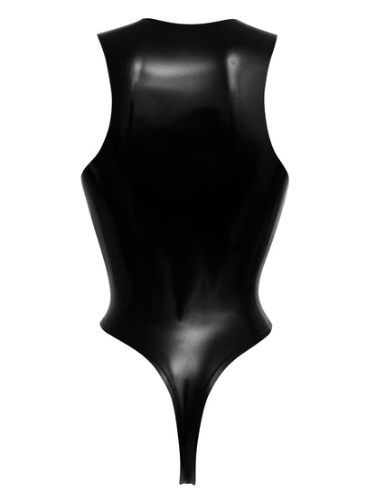 Black Latex Thong Bodysuit - READY TO SHIP