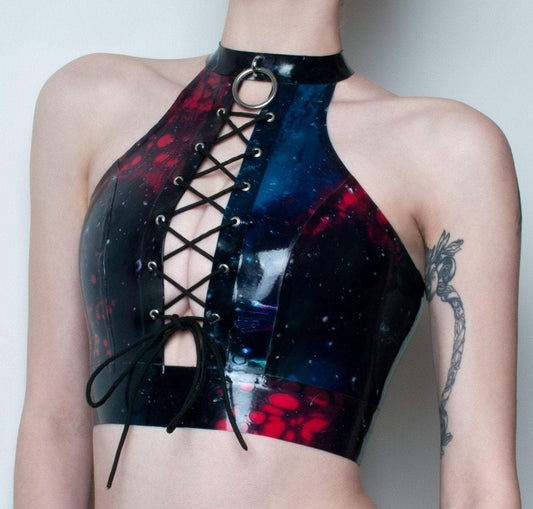Galaxy Lace Up Latex Top
